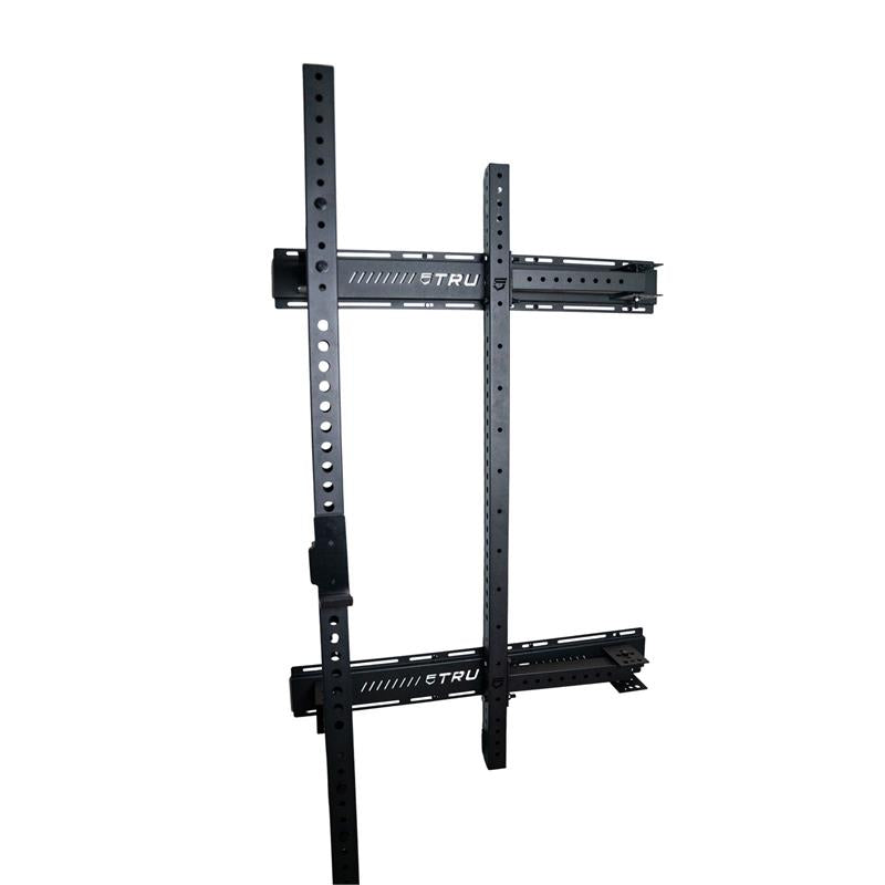 Foldable Power Rack|Folded Position|In Use|Upright Detail|J Cups