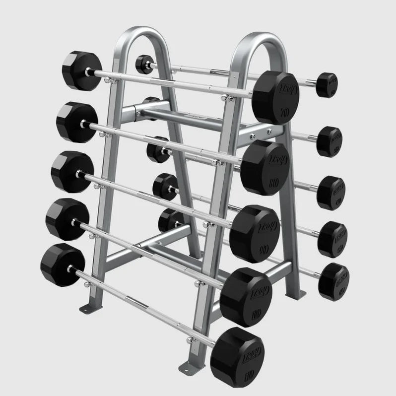 20-110 Straight Barbell Set on silver/gray  Storage rack