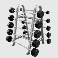 20-110 Straight Barbell Set on silver/gray  Storage rack