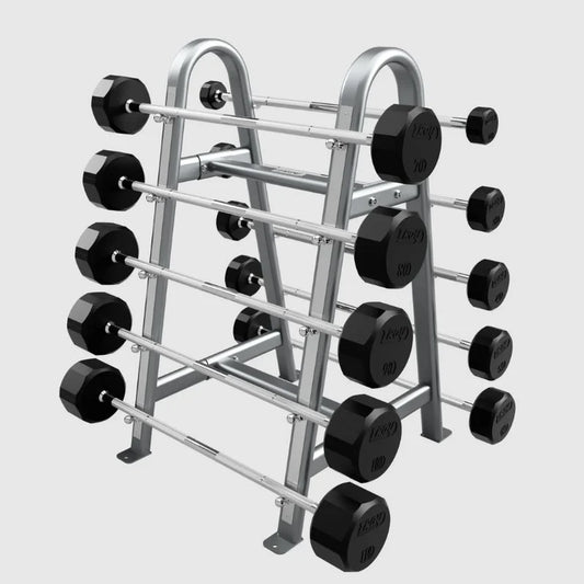 20-110 Straight Barbell Set on silver/gray  Storage rack
