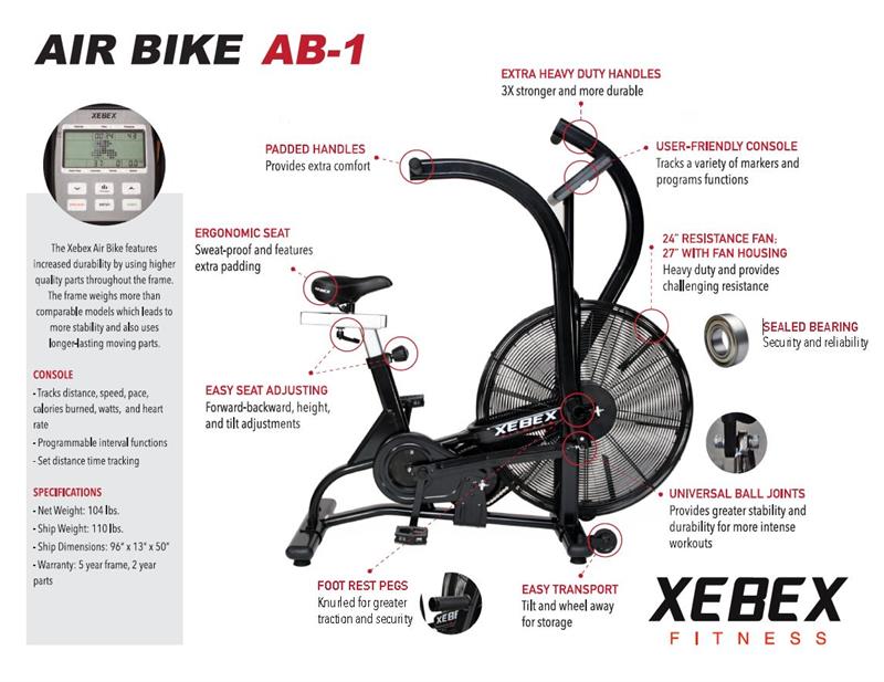 Xebex Air Bike Commercial Grade American Fitness