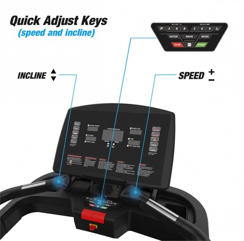 Xebex slat treadmill|Run modes|Console|Running slats|Smart Connect|Transport Handle