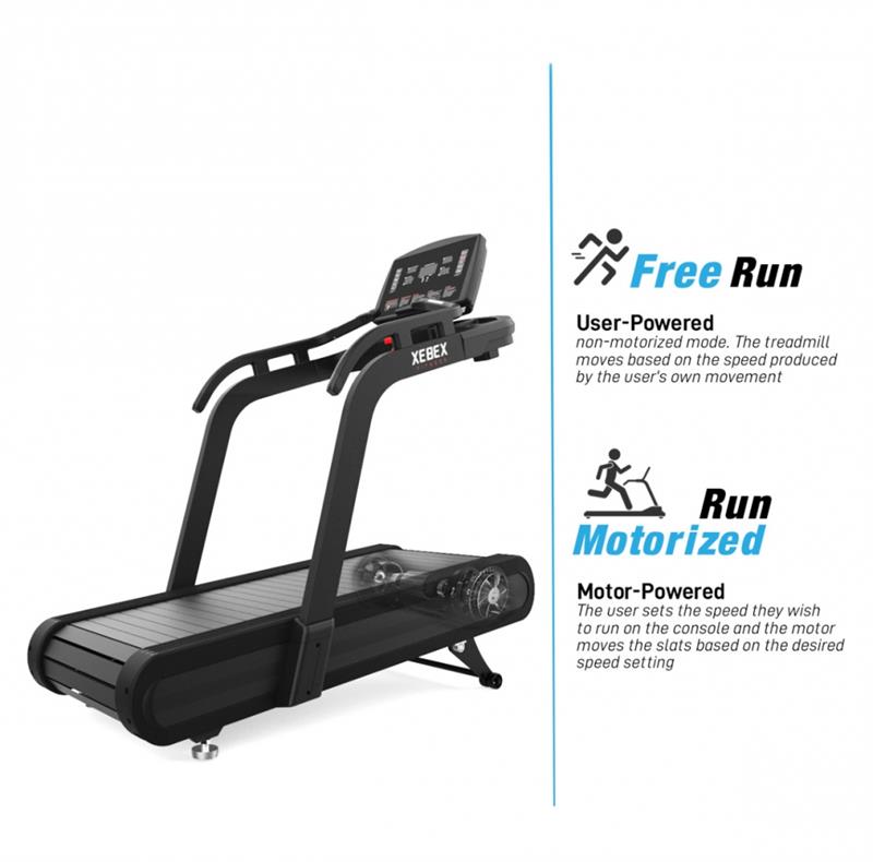 Xebex slat treadmill|Run modes|Console|Running slats|Smart Connect|Transport Handle