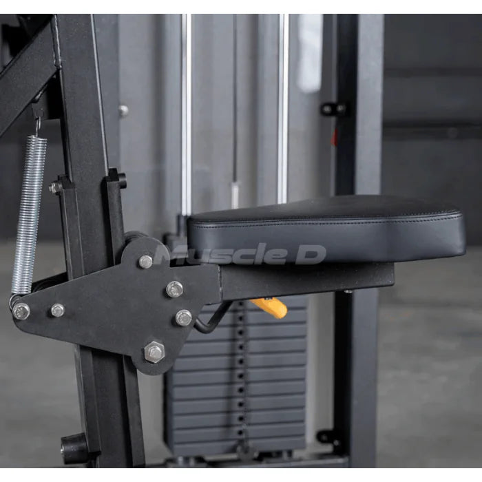 Close up of seat cushion and height adjustment lever