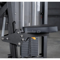 Close up of seat cushion and height adjustment lever