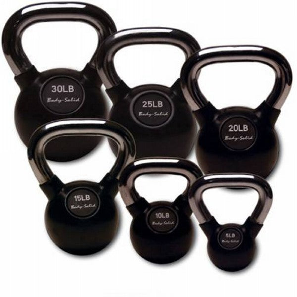Body-Solid Chrome Handle Rubberized Kettle Bell Set