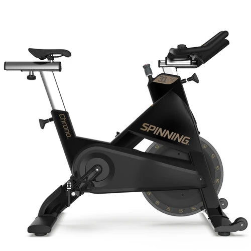 View of bike from the side on white background