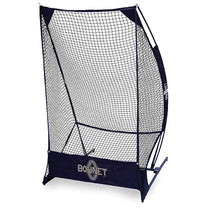 Portable football kicking net shown on white background