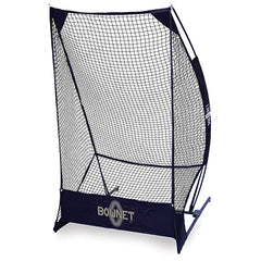Portable football kicking net shown on white background