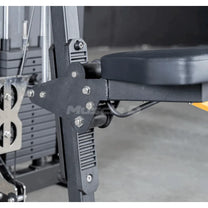 Close up of cushioned seat with adjustment lever