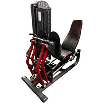 iso lateral legpress in black from with red highlights