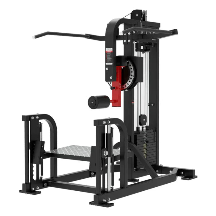 multi hip machine in black frame with red hightlights