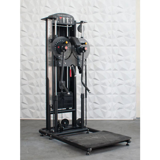 Muscle Flight Trainer shown with black frame with red highlights