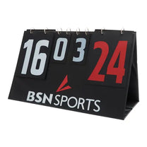 Black sports scorekeeper with numbers 16, 03, 24 and BSN Sports logo on a white background