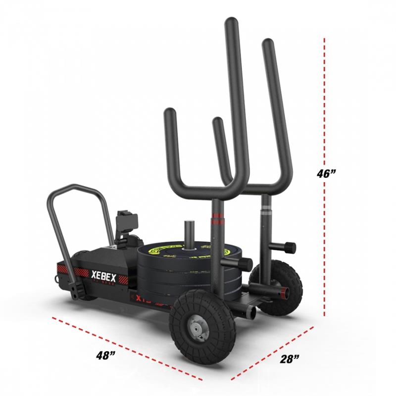 Sled Features|Multifunctional Exercises|Dimensions|Front View|Handle Bars|Included Accessories|Easy Transport|Magnetic Resistance Lever|Console