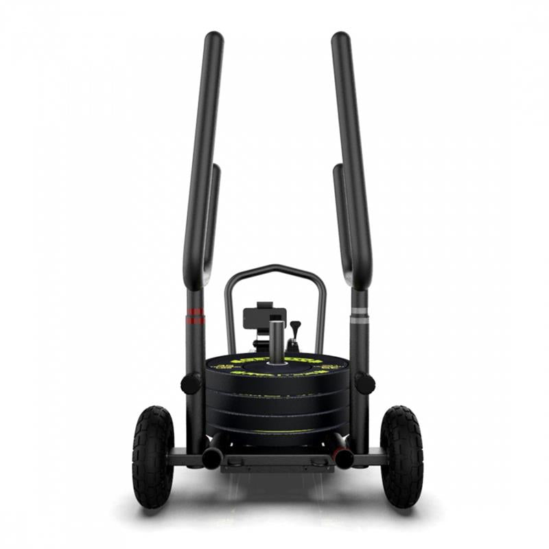 Sled Features|Multifunctional Exercises|Dimensions|Front View|Handle Bars|Included Accessories|Easy Transport|Magnetic Resistance Lever|Console