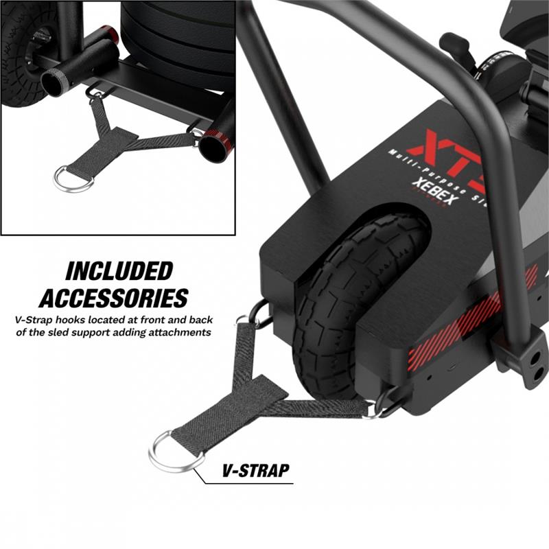 Sled Features|Multifunctional Exercises|Dimensions|Front View|Handle Bars|Included Accessories|Easy Transport|Magnetic Resistance Lever|Console