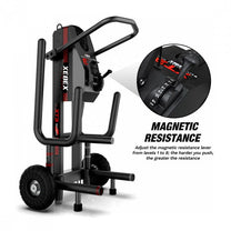 Sled Features|Multifunctional Exercises|Dimensions|Front View|Handle Bars|Included Accessories|Easy Transport|Magnetic Resistance Lever|Console