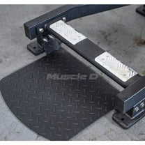Close up of diamond plate foot plate for safety and grip