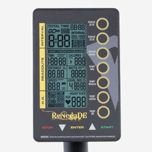 Closeup of the treadmill digital console