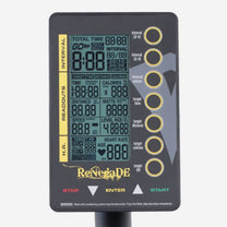 Closeup of the treadmill digital console