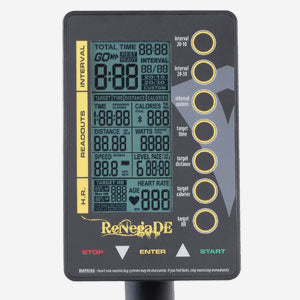 Closeup of the treadmill's digital conole
