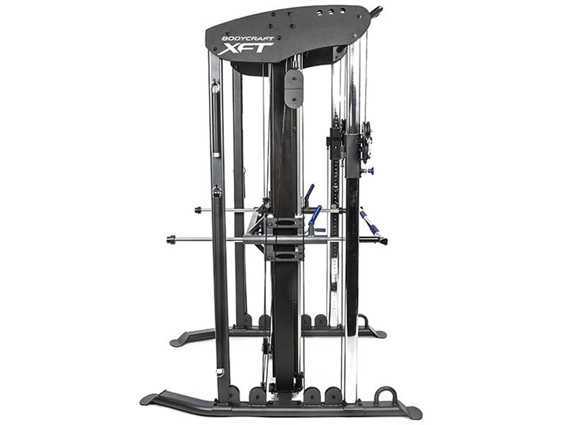 XFT Main|Side View|Front View|Pin Adjustment|Pull Up Bar|Working Space|Barbell Travel Path|Vertical Adjustments|With Optional Bench|Golf Digest Award