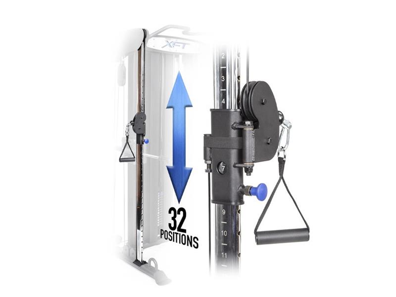 XFT Main|Side View|Front View|Pin Adjustment|Pull Up Bar|Working Space|Barbell Travel Path|Vertical Adjustments|With Optional Bench|Golf Digest Award